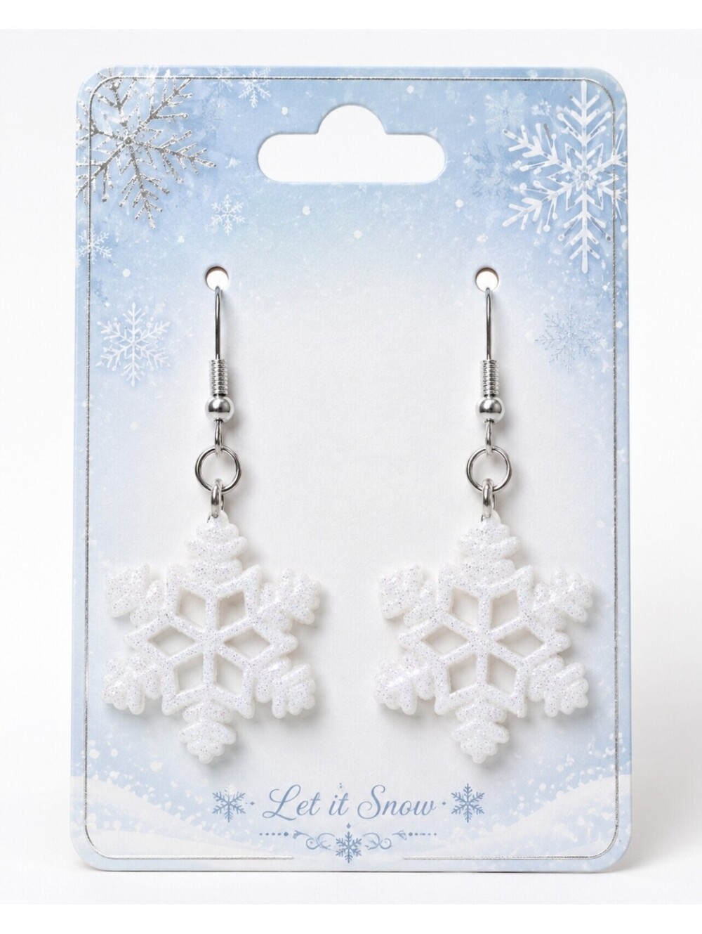 Winter Wonderland Glittery Snowflake Christmas Dangle Drop Hypoallergen Earrings
